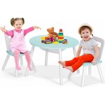 Goplus - table enfant avec 2 chaises 3 - 7 ans ergonomique - table d'activits avec rangement central ...