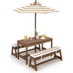 Table enfant extérieur, table pique - nique enfant avec parasol, table jardin et banc en bois pour 1 ... Table enfant extérieur, table pique - nique enfant avec parasol, table jardin et banc en bois pour 1 ...