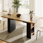 Table extensible 120 - 160x80 cm avec �tag�res, meuble de rangement polyvalent pour salon ou bureau, ...