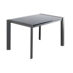 Meubletmoi - table extensible 120  180 cm plateau verre gris pieds acier - mystic