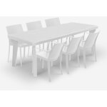 Table extensible 160 - 220cm + 6 chaises de jardin blanc liri light