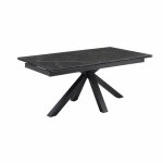 Meubletmoi - table extensible 160 / 240 cm céramique noir marbré pied croix - indiana 04 Meubletmoi - table extensible 160 / 240 cm céramique noir marbré pied croix - indiana 04