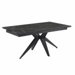 Meubletmoi - table extensible 160 / 240 cm cramique noir marbr pied toile - indiana 06