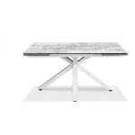 Table extensible de 160cm  240cm plateau moderne en cramique sur verre tremp marbre blanc