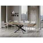 Table extensible 6  12 personnes bois marron et pieds entrelacs anthracite l 160  264 cm artemis