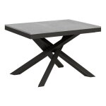 Table extensible gris bton et cadre anthracite 120 - 380cm klass