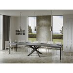 Table extensible 8  20 personnes gris bton et pieds entrelacs anthracite l 180  440 cm artemis