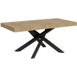 Table extensible 90x180 / 440 cm ? ch�ne nature ? structure anthracite ? 5 rallonges ? pour 20 personnes ...