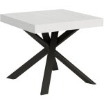 Table extensible 90x90 / 194 cm clerk plateau frêne blanc pieds anthracite Table extensible 90x90 / 194 cm clerk plateau frêne blanc pieds anthracite