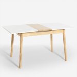 Table extensible en bois 115 - 145x80cm cuisine verre blanc noir pixam - blanc