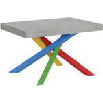 Table extensible design gris ciment et pieds entrelac�s multicouleurs l 130 � 234cm artemis