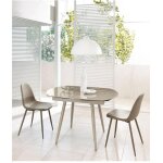 Webmarketpoint - table extensible kyoto four en verre tremp� gris tourterelle jusqu'� 180 cm