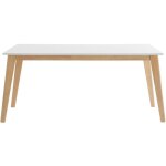 Table extensible rallonges intégrées rectangulaire blanche et bois clair l160 - 205 cm swad Table extensible rallonges intégrées rectangulaire blanche et bois clair l160 - 205 cm swad