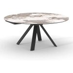 Table extensible ronde 115 � 190 cm c�ramique marbr� - patagonia