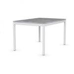 Table extensible snap gris béton piétement laqué blanc 130x90 cm Table extensible snap gris béton piétement laqué blanc 130x90 cm