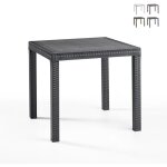 Table d'ext�rieur marte, table carr�e fixe, table de jardin polyvalente effet rotin, 100% made in italy, ...