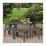 Ipae progarden ? table de jardin rectangulaire en polypropyl�ne anthracite 138x78cm ? r�sistante aux ...