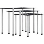 Tables gigognes 3 pcs noir verre trempé Tables gigognes 3 pcs noir verre trempé