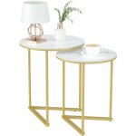 Unho - table gigogne de salon marbre lot de 2 table d'appoint ronde blanche bout de canapé or - 45x55cm ... Unho - table gigogne de salon marbre lot de 2 table d'appoint ronde blanche bout de canapé or - 45x55cm ...