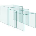 Table gigogne verre tremp transparent kays - lot de 3