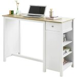 Table haute de bar table de cuisine mange - debout? blanc lxlxh 120x55x90cm, sobuy fwt64 - wn
