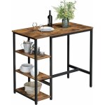 Vasagle table haute, table de bar rectangulaire, avec 3 �tag�res, structure en fer stable, pour cuisine, ...