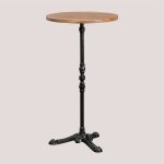 Table haute de bar ronde en bois d'acacia azteca sklum 60 cm