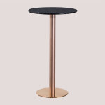 Table haute de bar ronde en marbre (60 cm) cosmopolitan sklum or rose