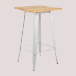 Sklum - table haute carrée en bois et acier (60x60 cm) lix blanc Sklum - table haute carrée en bois et acier (60x60 cm) lix blanc