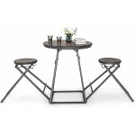 Costway - table haute cuisine avec tabouret, table bar industrielle pliable, mange debout 2 personnes ...