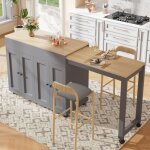 Table haute extensible 118 - 180 cm avec rangement 6 compartiments ? table de bar, s�paration de pi�ce, ...