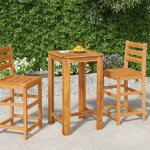 Table haute de jardin table de bar - mange - debout 60x60x105 cm bois d'acacia solide bv102921
