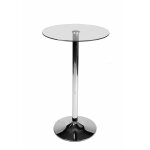 Table haute ronde � 60 cm avec plateau en verre et pieds en m�tal 100000537