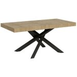 Table italienne ch�ne clair et pieds entrelac�s gris fonc� 180cm artemis