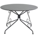 Table de jardin d. 120 cm en m�tal fa�on fer forg� - anthracite - guermantes de mylia
