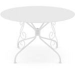 Table de jardin d. 120 cm en m�tal fa�on fer forg� - blanc - guermantes de mylia