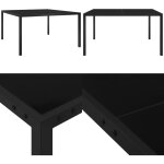 Table de jardin 130x130x72 cm noir acier et verre - table de jardin - table ext�rieure - mobilier de ...