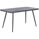 Beliani ? table de jardin rectangulaire 140 x 80 cm ? plateau en verre effet pierre ? structure en aluminium ...