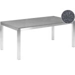 Beliani - table de jardin 180 x 90 cm avec plateau en granit gris et structure en acier inox design moderne ...