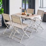 Table de jardin 4 places azua pliable beige 110x71cm - hesp�ride