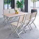 Table de jardin 6 places azua pliable beige 150x80cm - hesp�ride