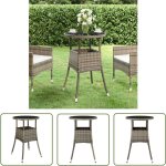 Table de jardin �60x75 cm verre tremp� / r�sine tress�e gris - table de jardin - table ext�rieure - mobilier ...