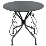 Table de jardin d. 80 cm en m�tal fa�on fer forg� - anthracite - guermantes de mylia