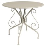 Table de jardin d. 80 cm en m�tal fa�on fer forg� - beige - guermantes de mylia