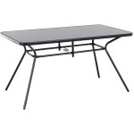 Table de jardin 80 x 140 cm lgre et pratique en acier noir design moderne et fonctionnel pour terrasse ...