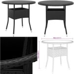Table de jardin 80x75 cm verre tremp / rsine tresse noir - table de jardin - table extrieure - mobilier ...