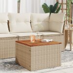 Vidaxl - table de jardin beige 55x55x37 cm r�sine tress�e et bois acacia