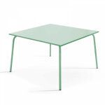 Table de jardin carr�e en acier vert sauge 120 cm - palavas