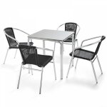 Table de jardin carr�e en aluminium et 4 chaises