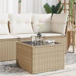 Vidaxl - table de jardin dessus en verre beige 55x55x37cm r�sine tress�e